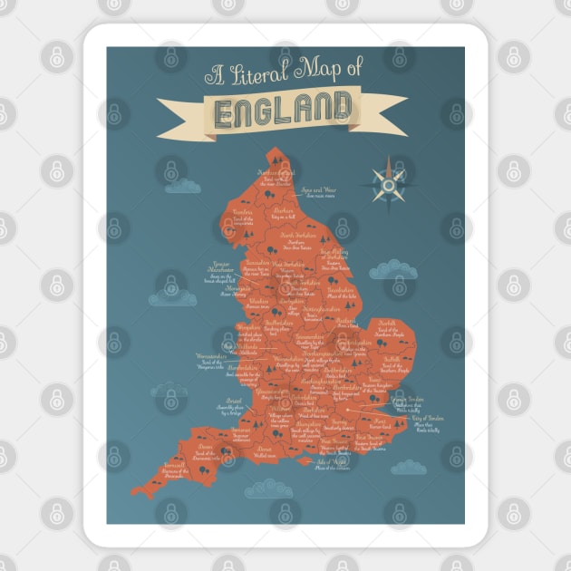 A literal map of England with counties Magnet by JojaShop